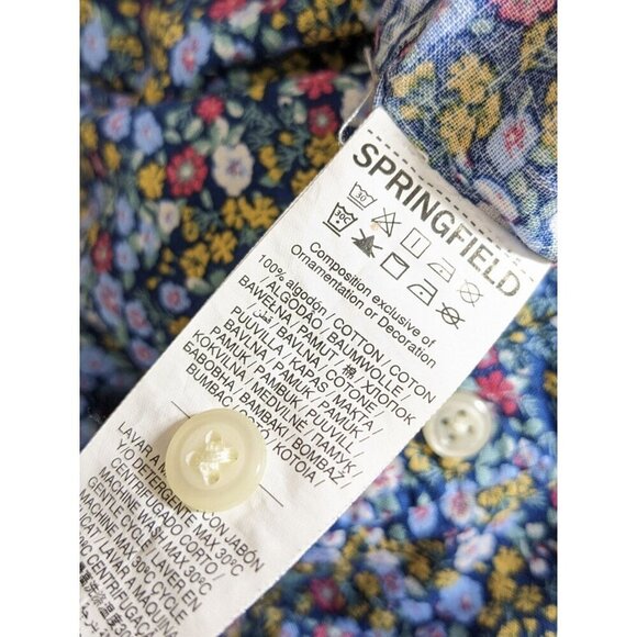 Springfield Shirt Button Up Women Plus 2XL Blue Ditzy Floral Cotton Short Sleeve - Picture 8 of 8